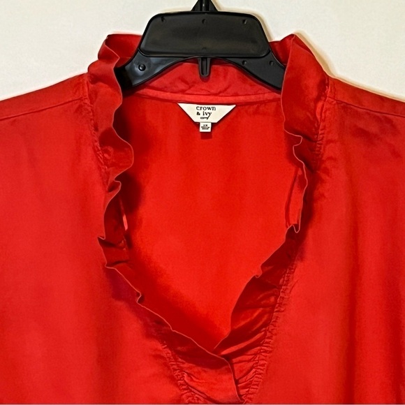 Crown & Ivy, Red Ruffled V Neck, Long Sleeve Blouse, 2X - Picture 9 of 9